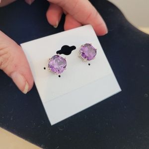 Thick Purple Studs, Chunky Sparkle Gem Amethyst-color, Oversized Stud